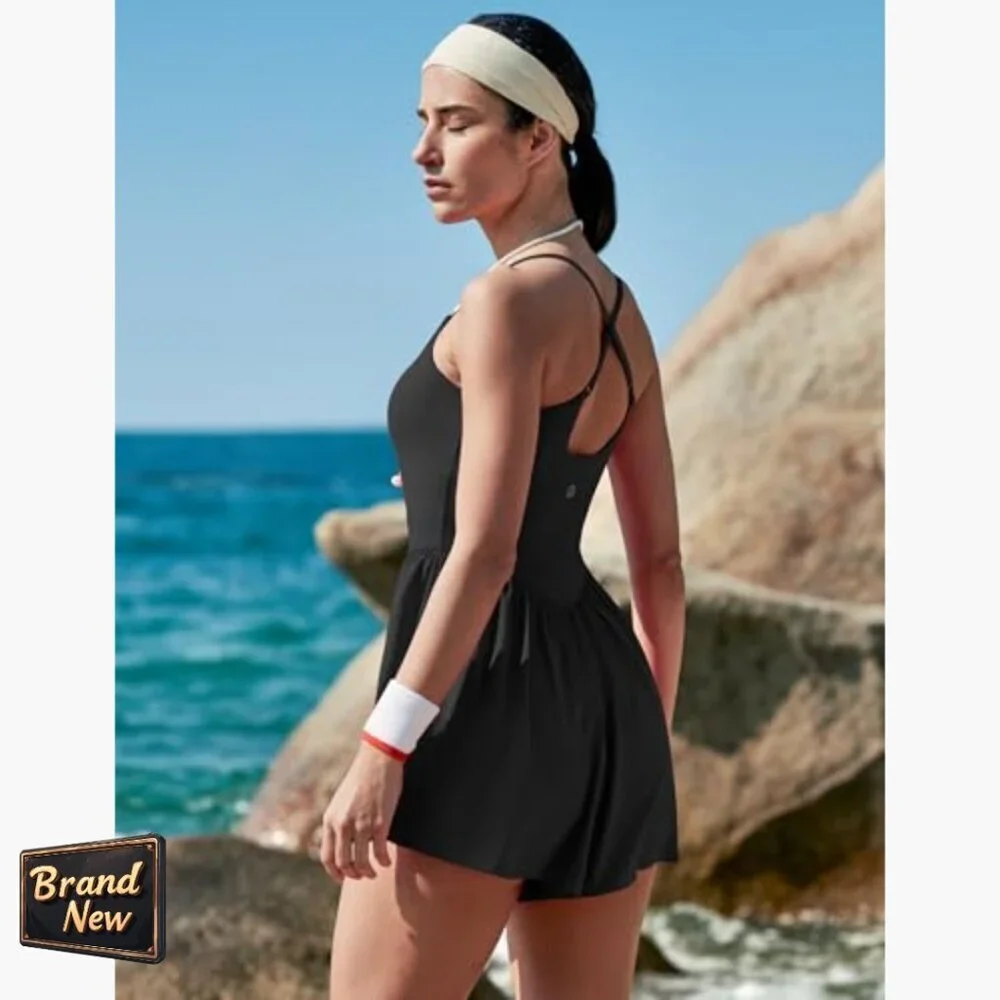 Large Athletic Romper with Tummy Control, UPF 50+, Side Pockets